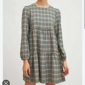 Compania Fantastica Checked Tunic Mini Dress Long Sleeves